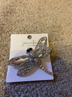 Iridescent Dragonfly Brooch - Silver Crystal